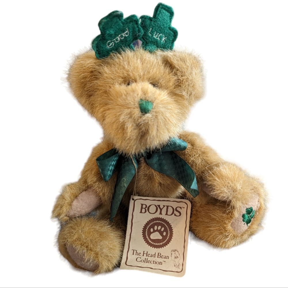 Vintage Boyd's Thinkin' of Ya Bears Lucky Homespun Beige Plush 8" Tag 903093